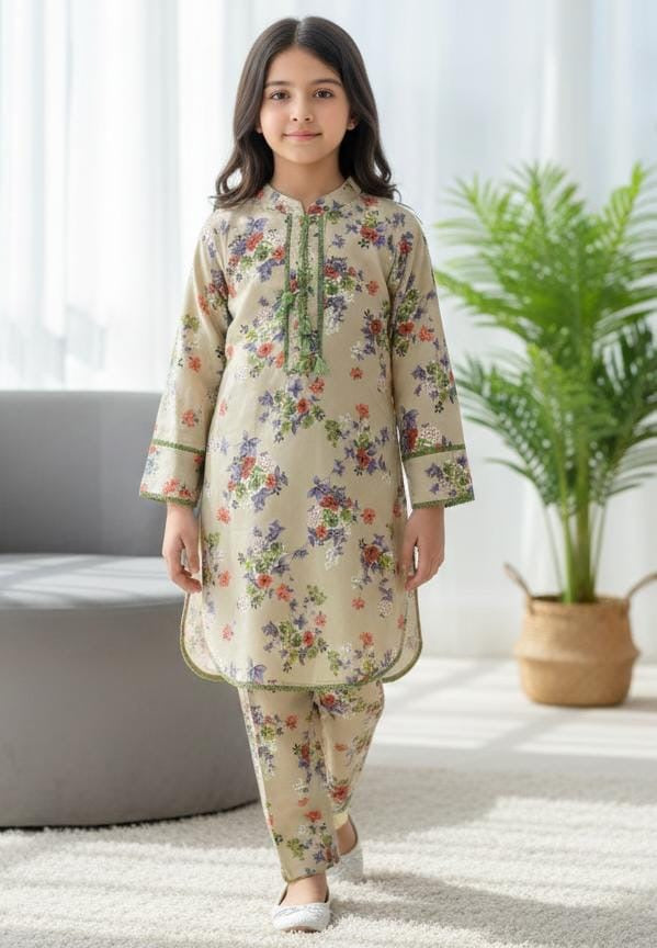 Kids Floral Printed Kurta with Trouser Set – SH Kids Sphere