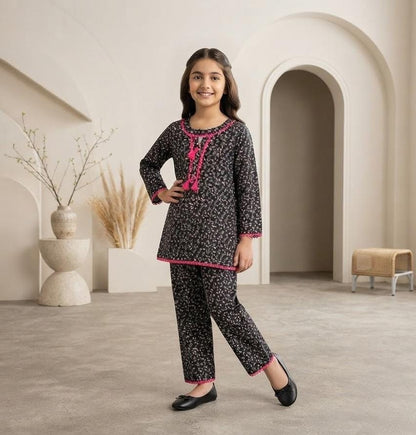 Pure Cotari Fabric Printed Kurti with Flapper Trouser for Girls