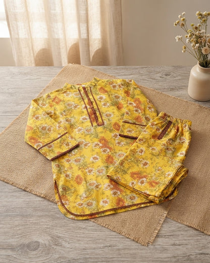 Kids Floral Printed Kurta with Trouser Set – SH Kids Sphere