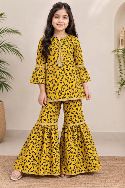 Traditional Printed Kurti with Sharara Set for Girls