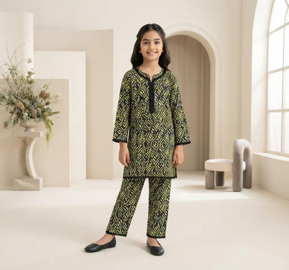 Pure Cotari Fabric Printed Kurti with Flapper Trouser for Girls