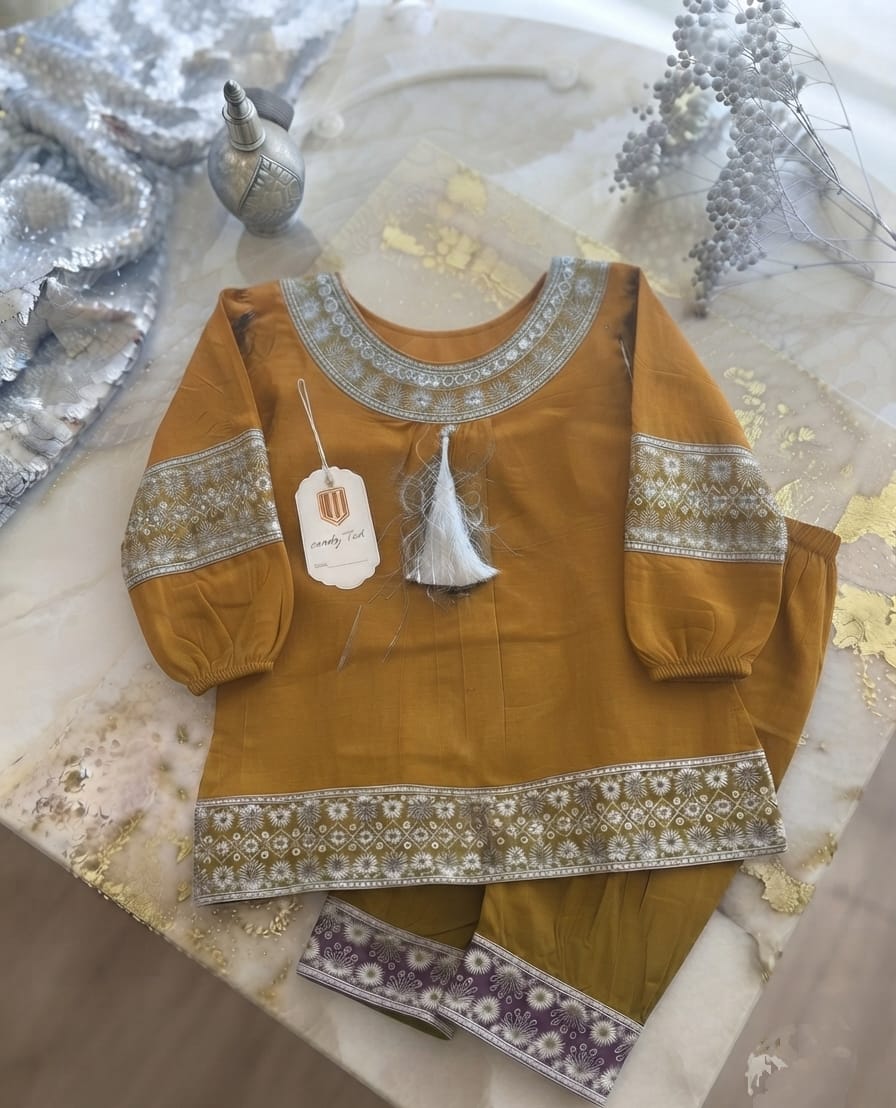 Traditional Charm 2-Piece Kurti Outfit for Girls