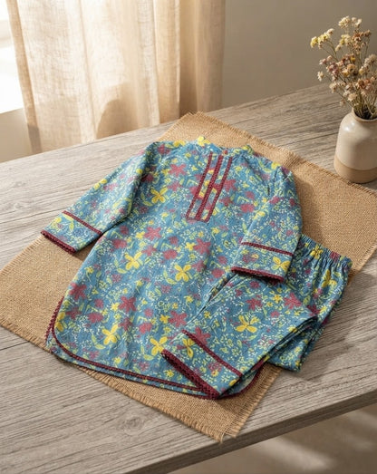 Kids Floral Printed Kurta with Trouser Set – SH Kids Sphere