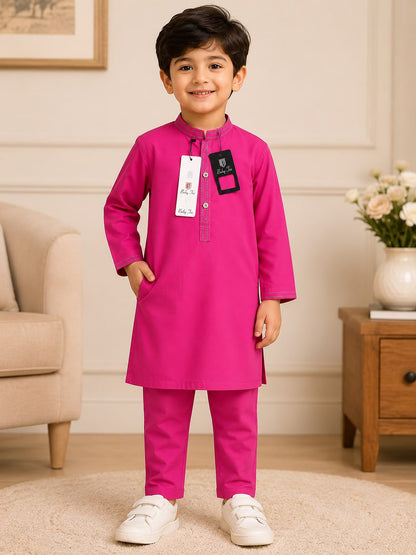 Premium Kids Cotton Kurta Pajama Set – Fuchsia Pink, Pistachio Green & Baby Pink | Soft Traditional Wear for Boys