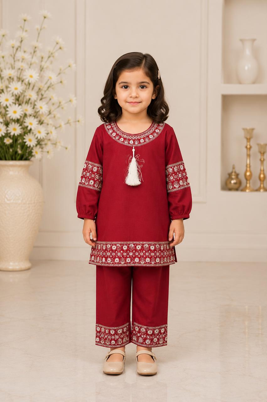 Traditional Charm 2-Piece Kurti Outfit for Girls