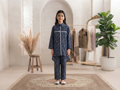 Matching Khaddar Printed 2-Piece with Asymmetric (Long Tail) Shirt