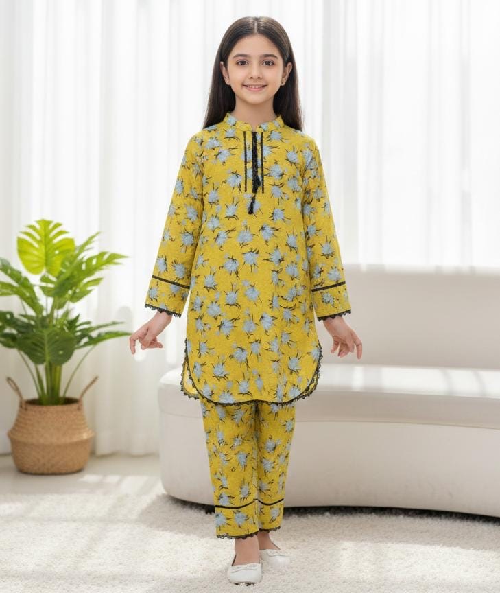 Kids Floral Printed Kurta with Trouser Set – SH Kids Sphere