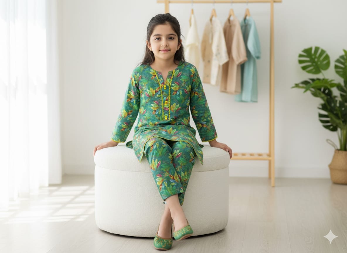 Elegant Printed Lawn Kurti with Trouser Set | Casual & Daily Wear Eastern Outfit for Women