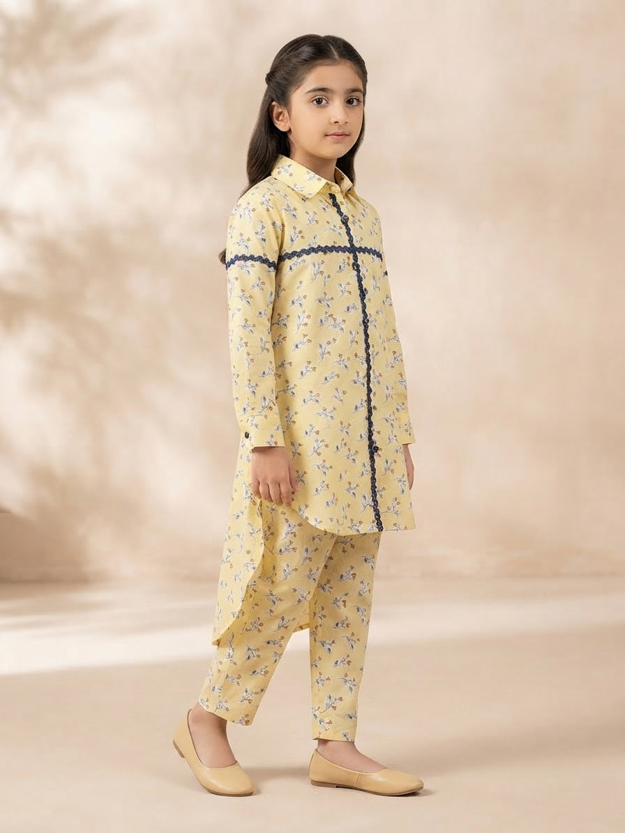 Matching Khaddar Printed 2-Piece with Asymmetric (Long Tail) Shirt