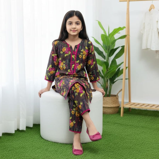 Elegant Printed Lawn Kurti with Trouser Set | Casual & Daily Wear Eastern Outfit for Women