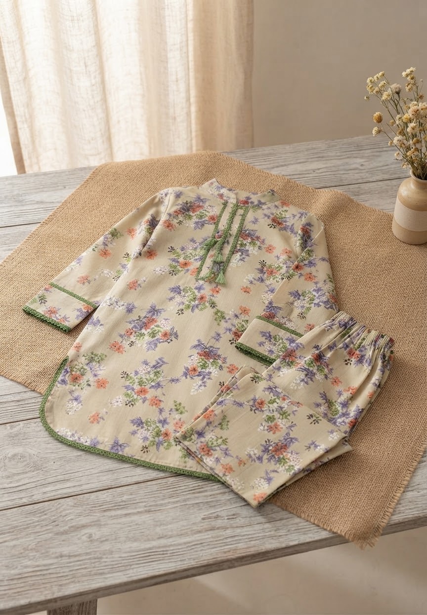 Kids Floral Printed Kurta with Trouser Set – SH Kids Sphere