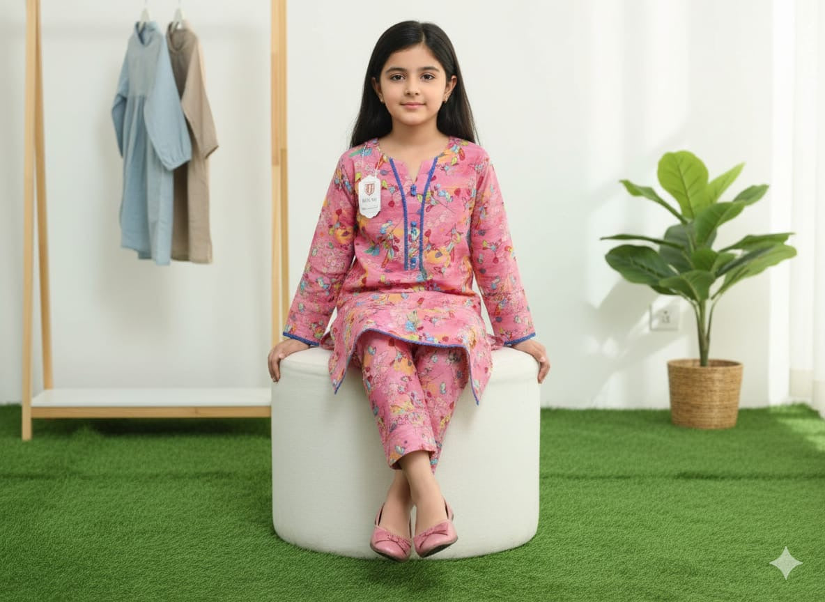 Elegant Printed Lawn Kurti with Trouser Set | Casual & Daily Wear Eastern Outfit for Women
