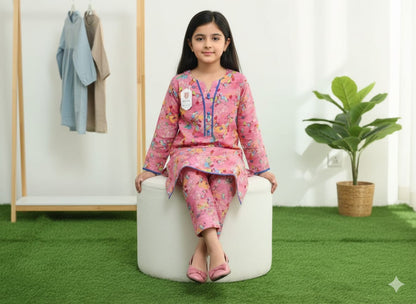 Elegant Printed Lawn Kurti with Trouser Set | Casual & Daily Wear Eastern Outfit for Women