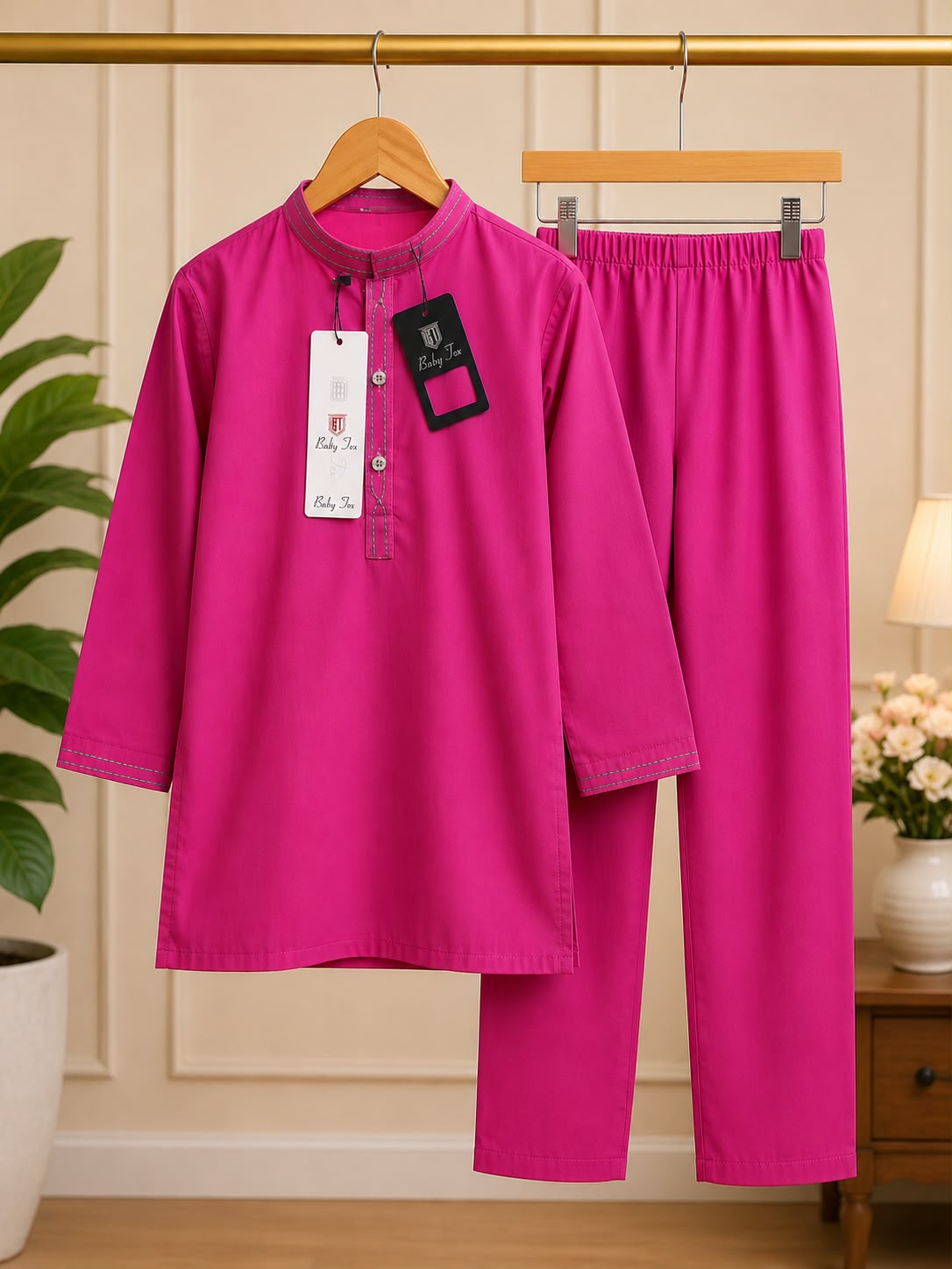 Premium Kids Cotton Kurta Pajama Set – Fuchsia Pink, Pistachio Green & Baby Pink | Soft Traditional Wear for Boys