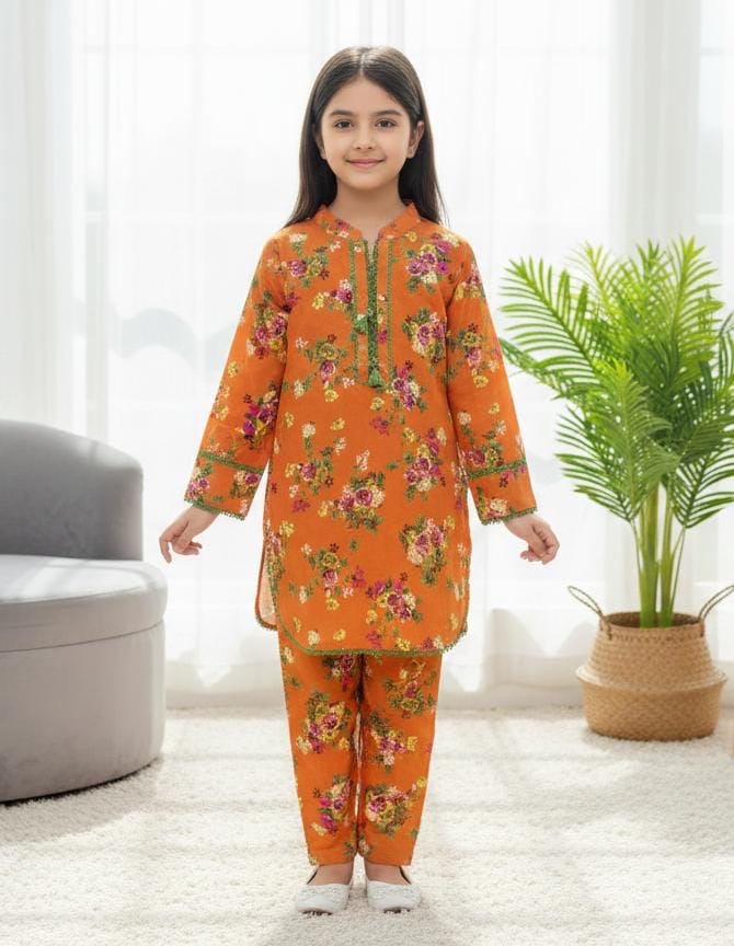 Kids Floral Printed Kurta with Trouser Set – SH Kids Sphere