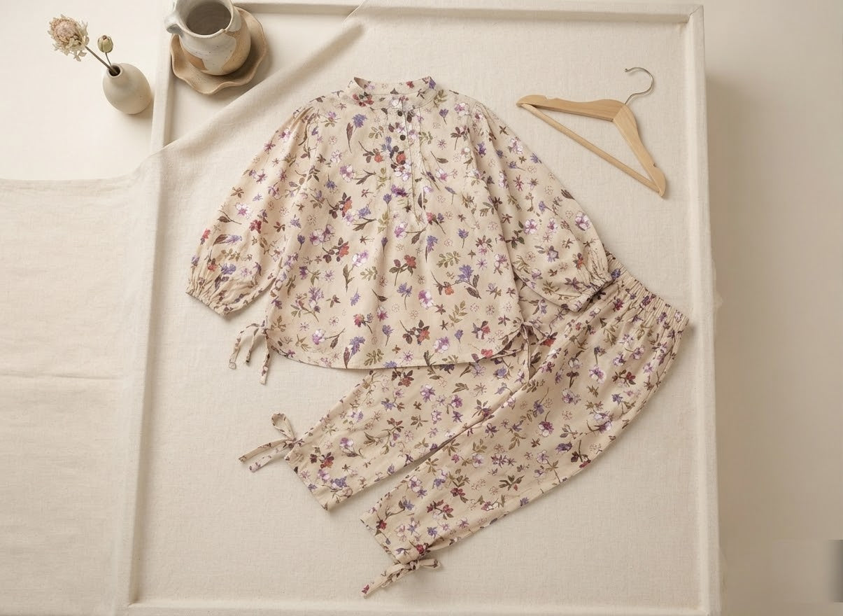 Elegant Floral Printed 2-Piece Co-Ord Set | Casual Summer Wear for Women