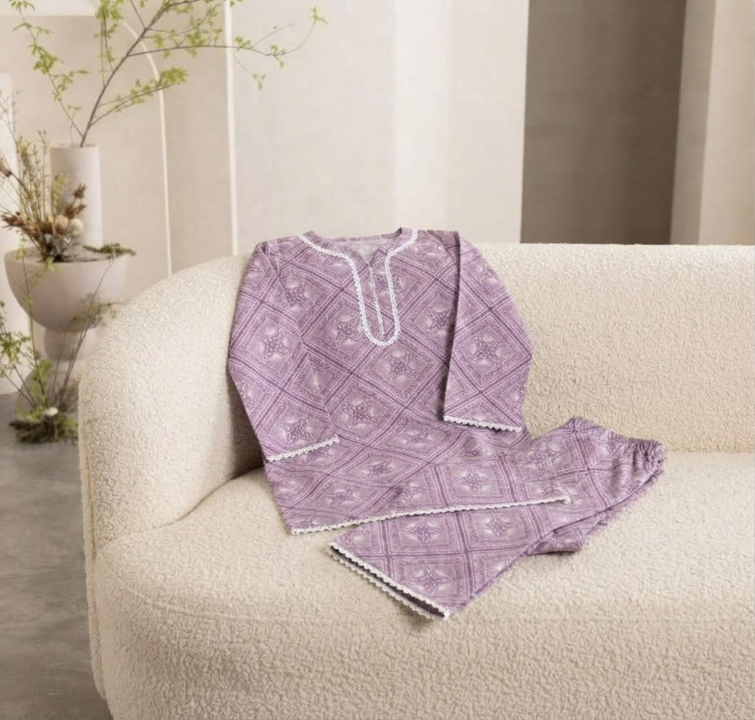 Pure Cotari Fabric Printed Kurti with Flapper Trouser for Girls