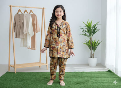 Elegant Printed Lawn Kurti with Trouser Set | Casual & Daily Wear Eastern Outfit for Women