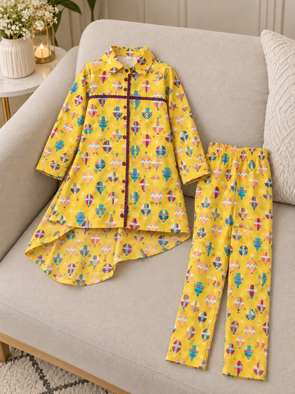 Matching Khaddar Printed 2-Piece with Asymmetric (Long Tail) Shirt