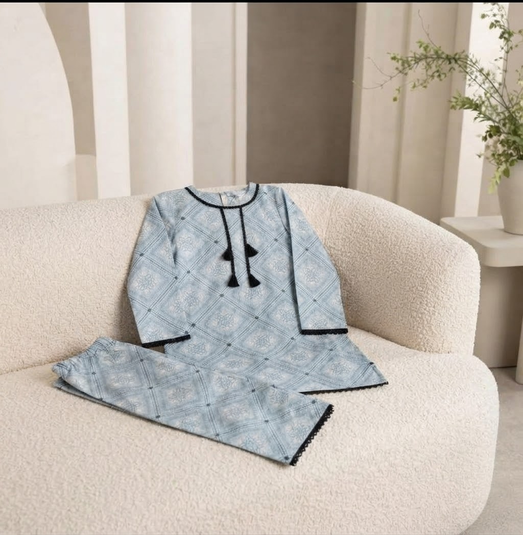 Pure Cotari Fabric Printed Kurti with Flapper Trouser for Girls