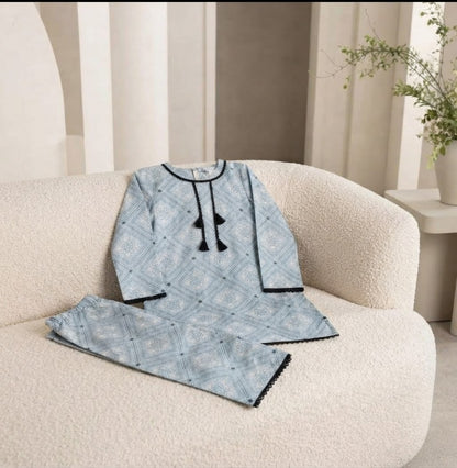 Pure Cotari Fabric Printed Kurti with Flapper Trouser for Girls