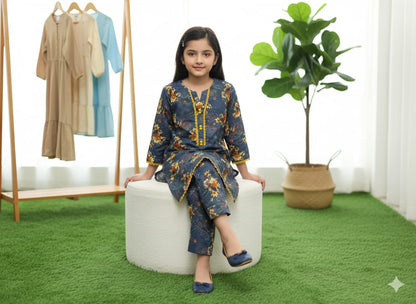 Elegant Printed Lawn Kurti with Trouser Set | Casual & Daily Wear Eastern Outfit for Women