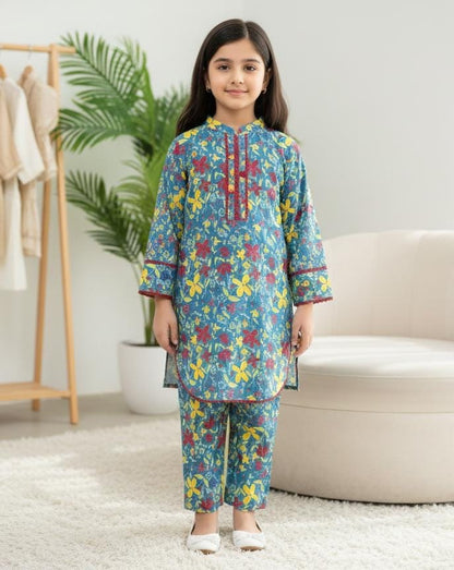 Kids Floral Printed Kurta with Trouser Set – SH Kids Sphere