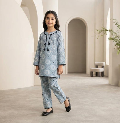 Pure Cotari Fabric Printed Kurti with Flapper Trouser for Girls