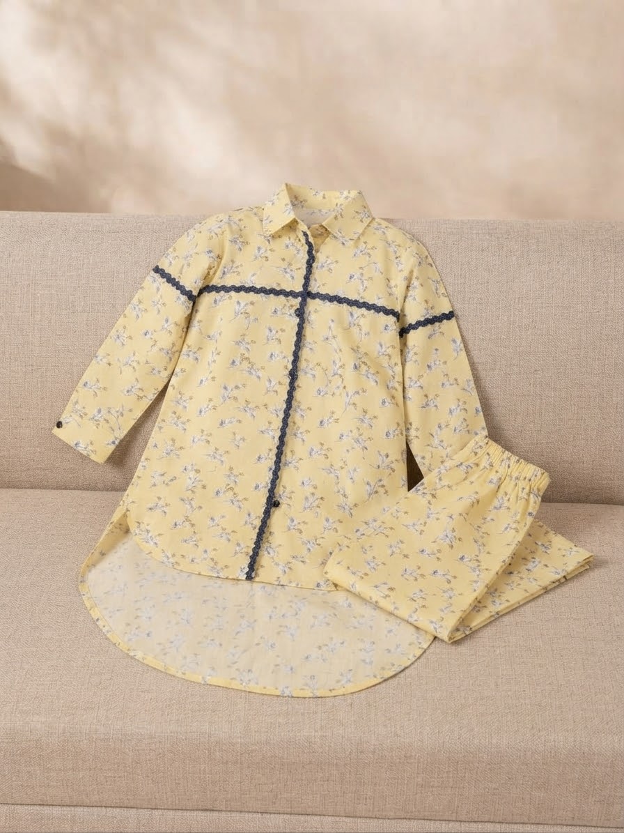 Matching Khaddar Printed 2-Piece with Asymmetric (Long Tail) Shirt