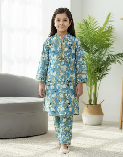 Kids Floral Printed Kurta with Trouser Set – SH Kids Sphere