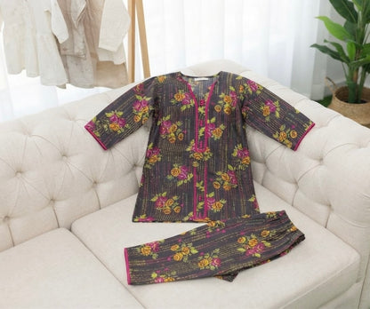 Elegant Printed Lawn Kurti with Trouser Set | Casual & Daily Wear Eastern Outfit for Women