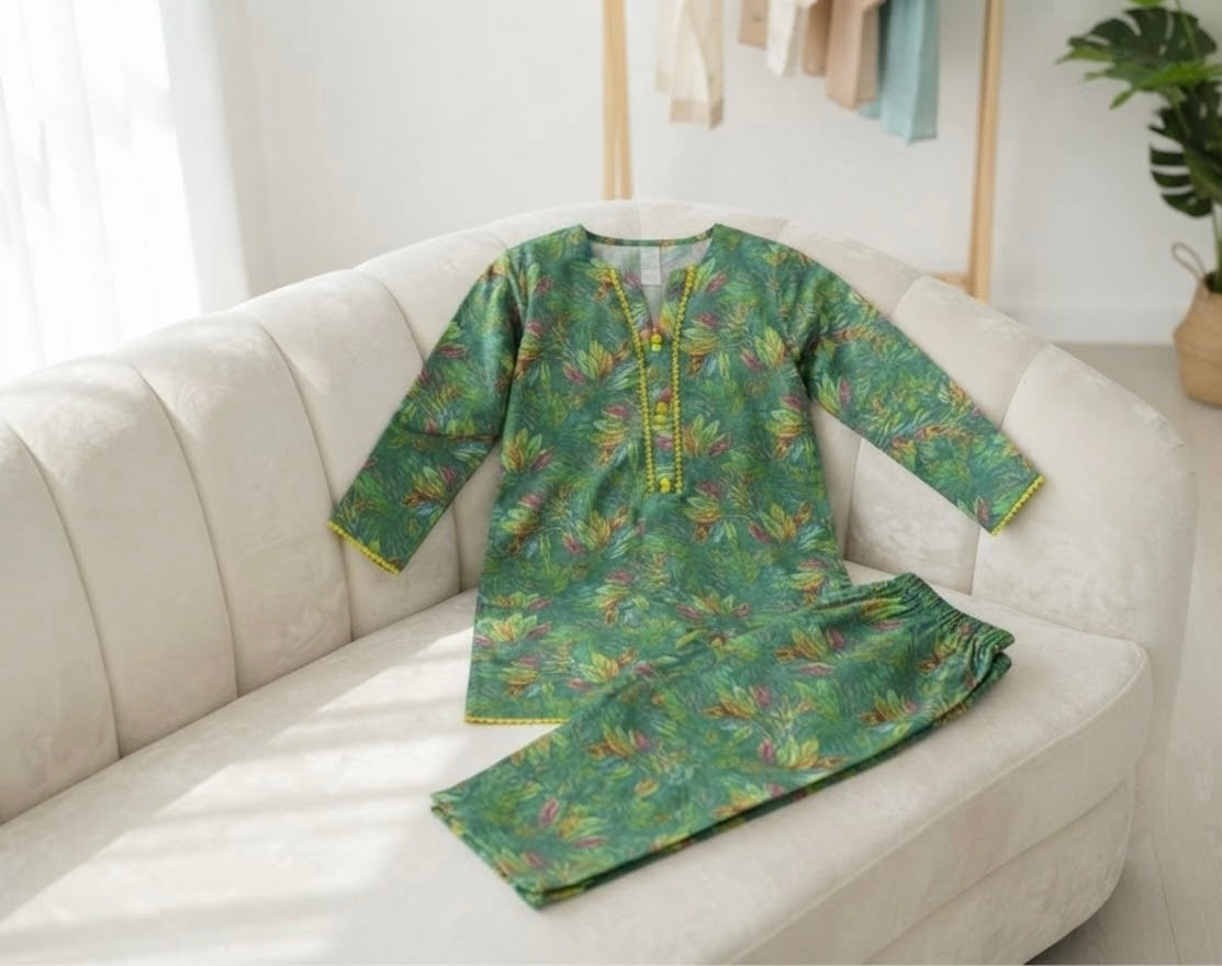 Elegant Printed Lawn Kurti with Trouser Set | Casual & Daily Wear Eastern Outfit for Women