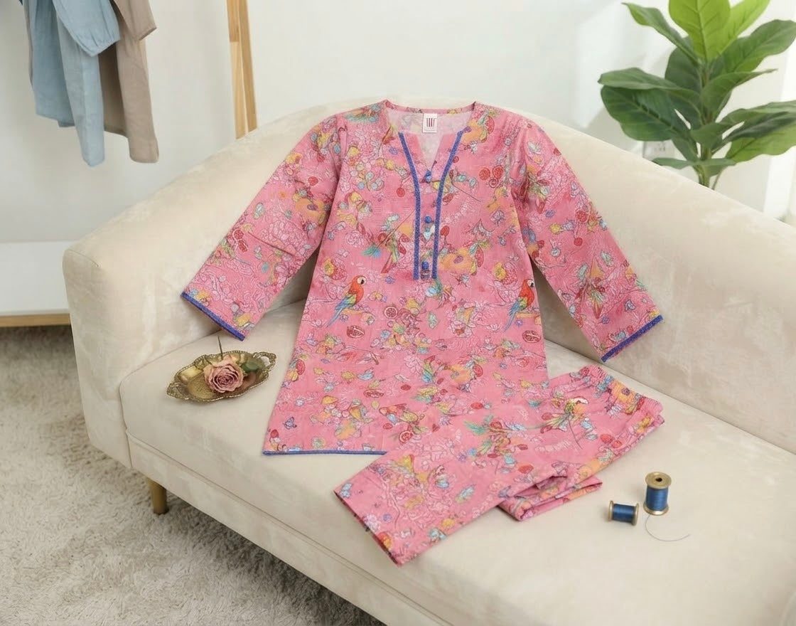 Elegant Printed Lawn Kurti with Trouser Set | Casual & Daily Wear Eastern Outfit for Women