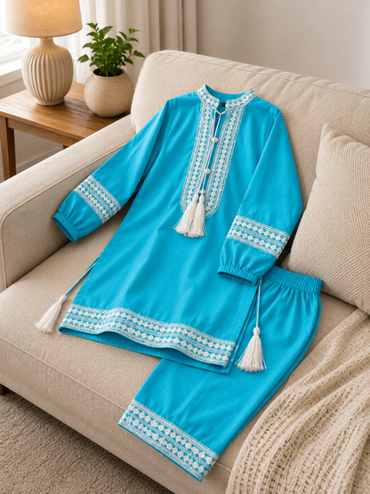 Girls Traditional Embroidered 2-Piece Suit – Multiple Colors