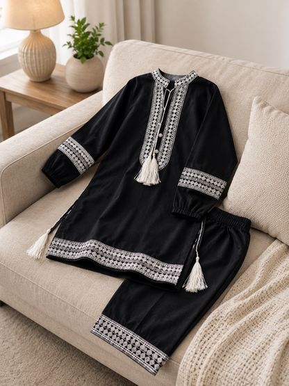Girls Traditional Embroidered 2-Piece Suit – Multiple Colors