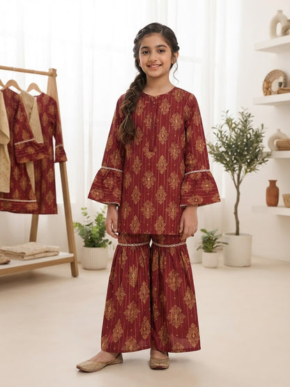 Traditional Printed Kurti with Sharara Set for Girls