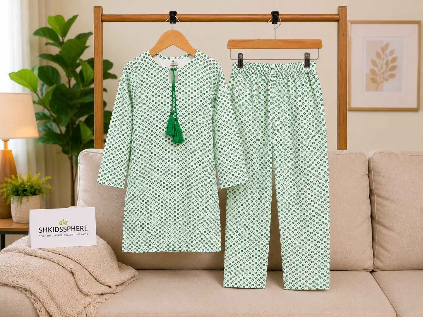 SH Kids Sphere Independence Day Special Green Tassel-Tie Kids Suit - SH Kids Sphere
