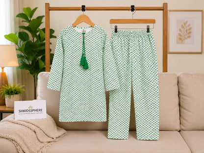 SH Kids Sphere Independence Day Special Green Tassel-Tie Kids Suit - SH Kids Sphere