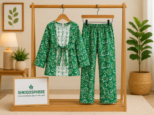 SH Kids Sphere Independence Day Classic Green & White Crescent Suit (Design 3)