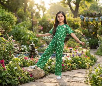 SH Kids Sphere Independence Day Special Green Crescent & Moon Kids Suit - SH Kids Sphere