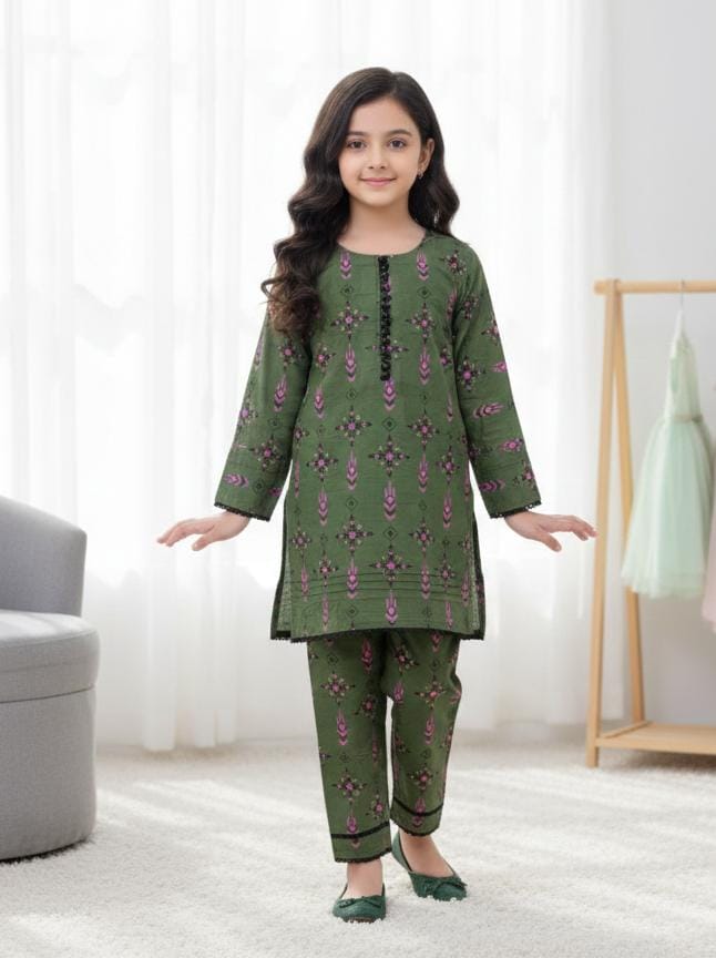 Girls Printed Kurti & Trouser 2-Piece Collection | SH Kids Sphere