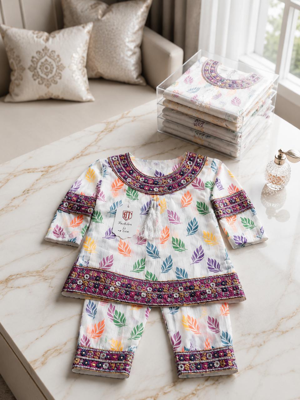 Traditional Printed Kurti with Matching Trousers