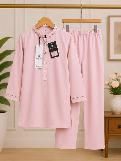 Premium Kids Cotton Kurta Pajama Set – Fuchsia Pink, Pistachio Green & Baby Pink | Soft Traditional Wear for Boys