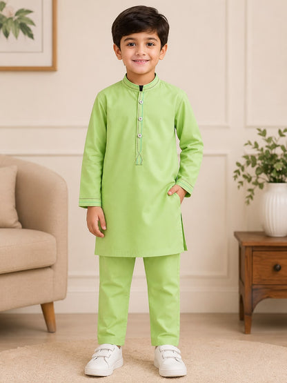 Premium Kids Cotton Kurta Pajama Set – Fuchsia Pink, Pistachio Green & Baby Pink | Soft Traditional Wear for Boys