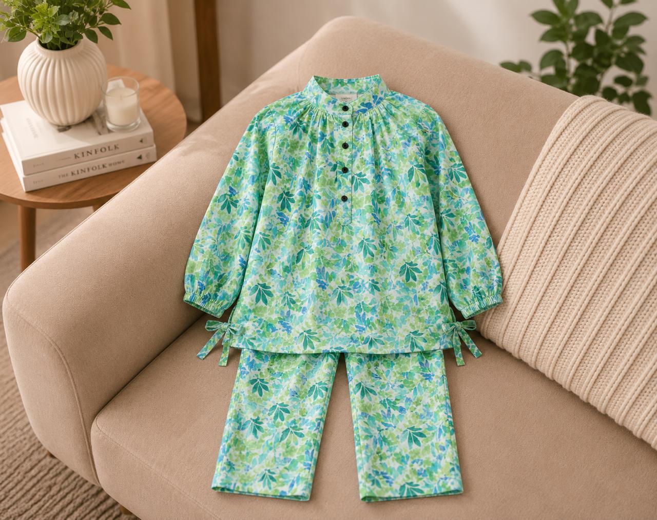 Girls Premium Lavender Floral Printed 2-Piece Co-Ord Set | Soft Cotton Kids Outfit