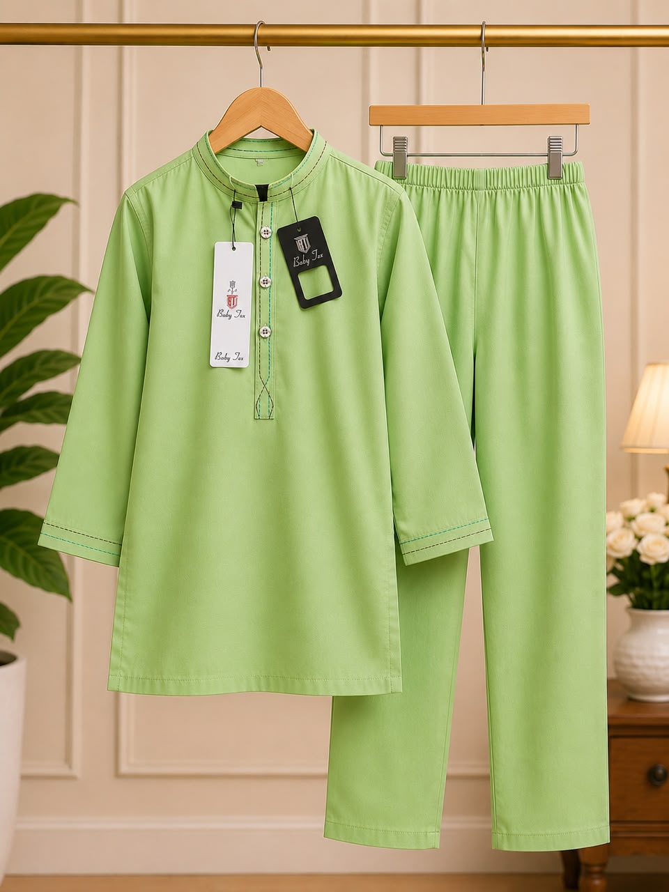 Premium Kids Cotton Kurta Pajama Set – Fuchsia Pink, Pistachio Green & Baby Pink | Soft Traditional Wear for Boys