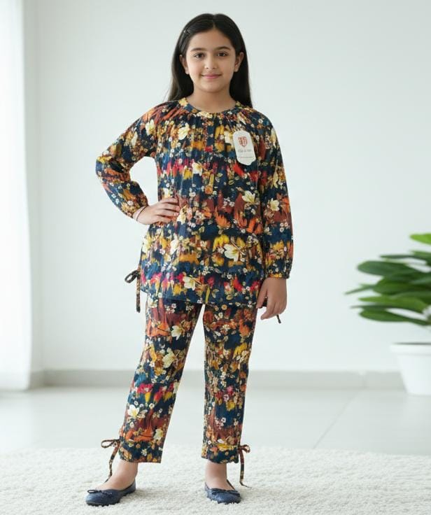 Kids Mustard Floral Winter Khaddar Suit – SH Kids Sphere