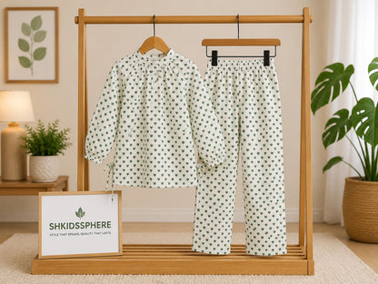 SH Kids Sphere Independence Day Classic Green Geometric Kids Wear Set - SH Kids Sphere