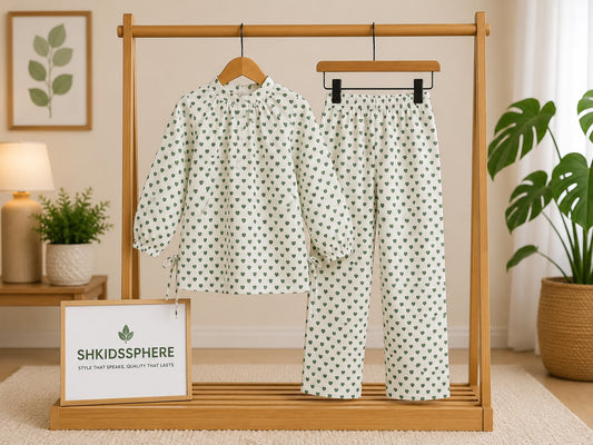 SH Kids Sphere Independence Day Classic Green Geometric Kids Wear Set - SH Kids Sphere