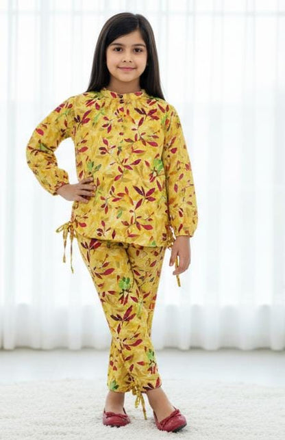Kids Mustard Floral Winter Khaddar Suit – SH Kids Sphere